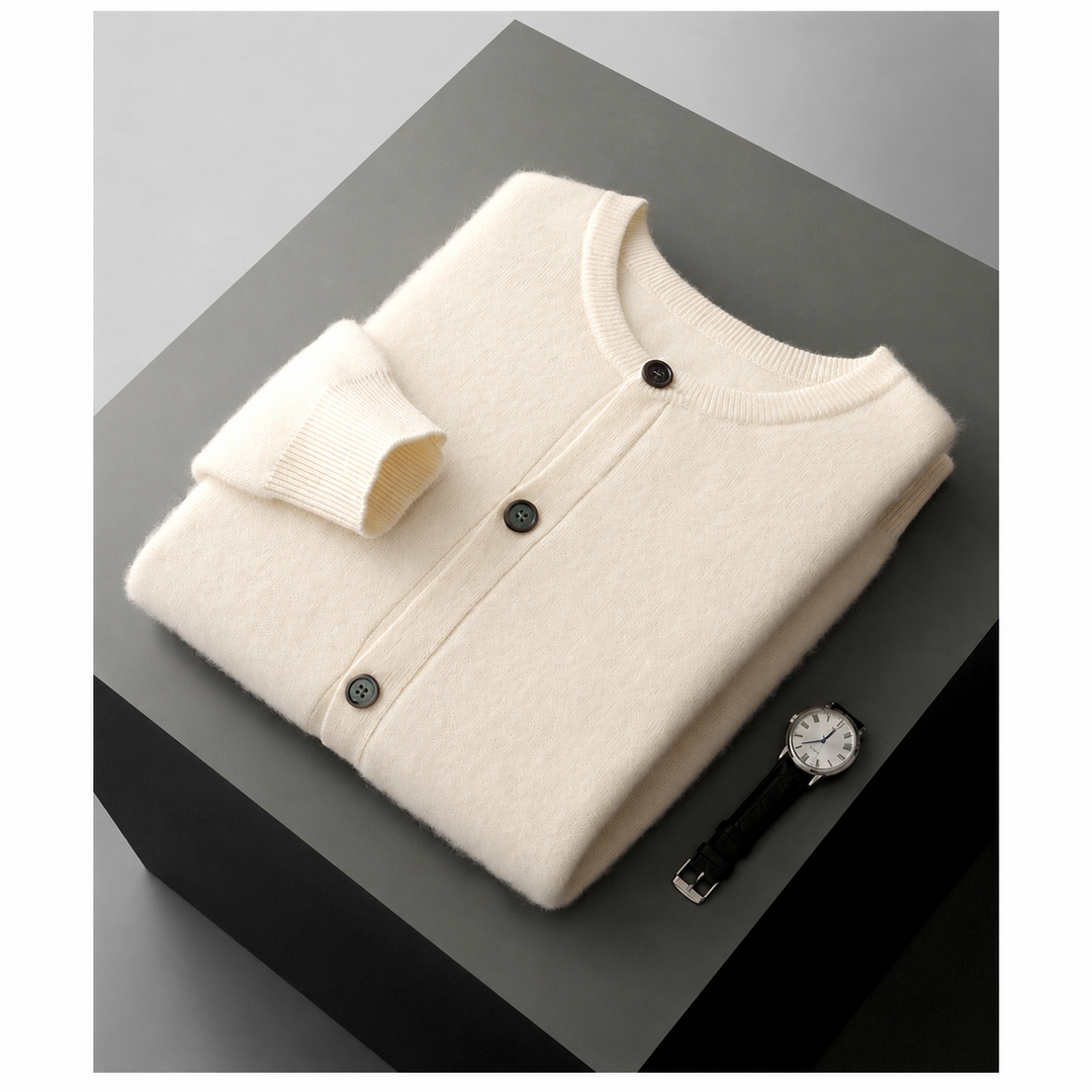 Bryan - Men's Wool Button-Front Knit Cardigan