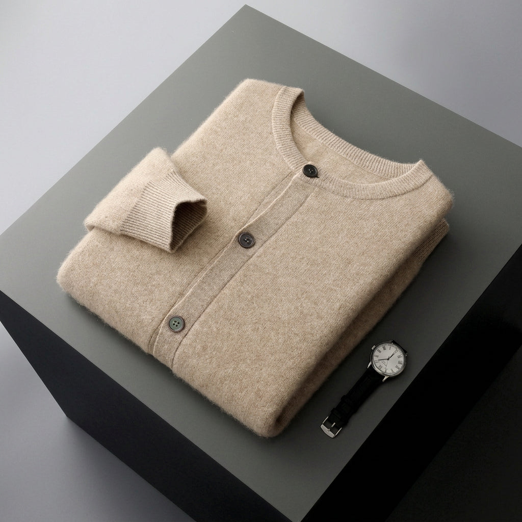 Bryan - Men's Wool Button-Front Knit Cardigan