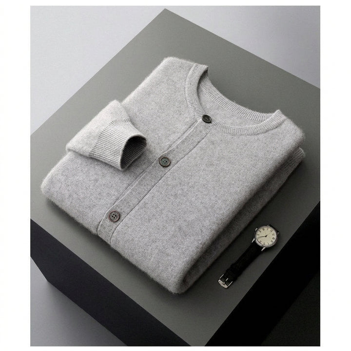 Bryan - Men's Wool Button-Front Knit Cardigan