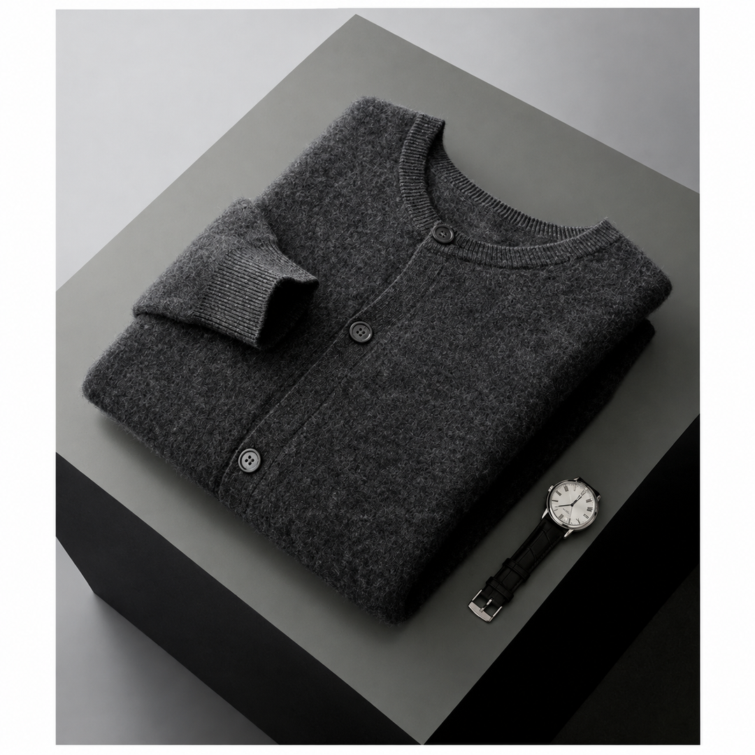 Bryan - Men's Wool Button-Front Knit Cardigan