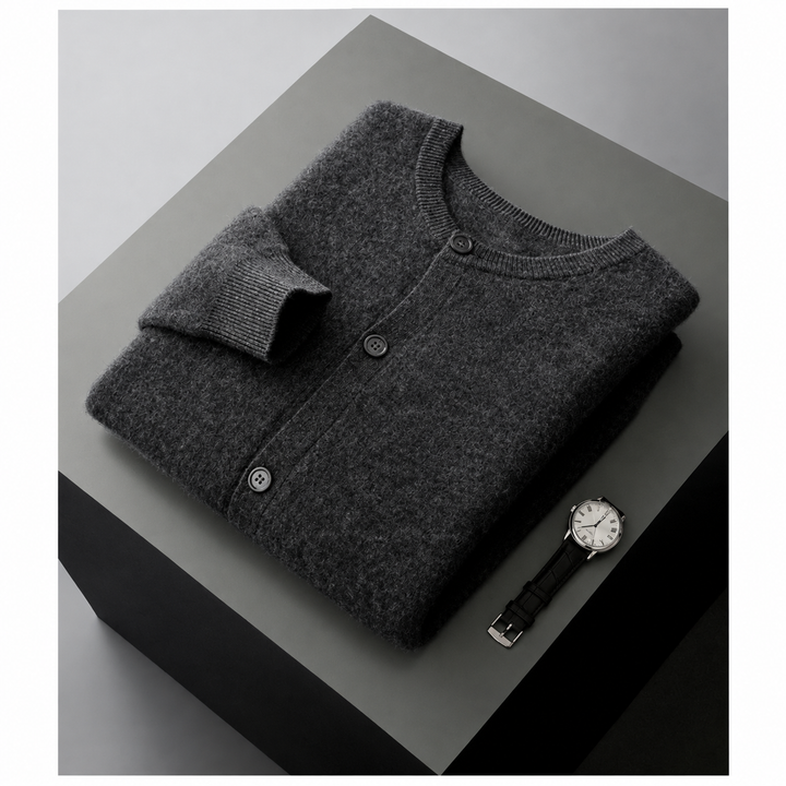 Bryan - Men's Wool Button-Front Knit Cardigan