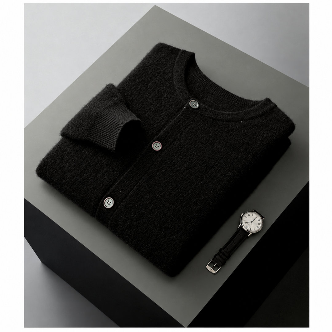 Bryan - Men's Wool Button-Front Knit Cardigan