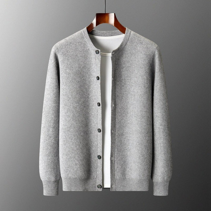 Bryan - Men's Wool Button-Front Knit Cardigan