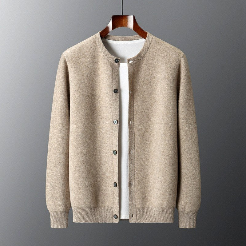 Bryan - Men's Wool Button-Front Knit Cardigan