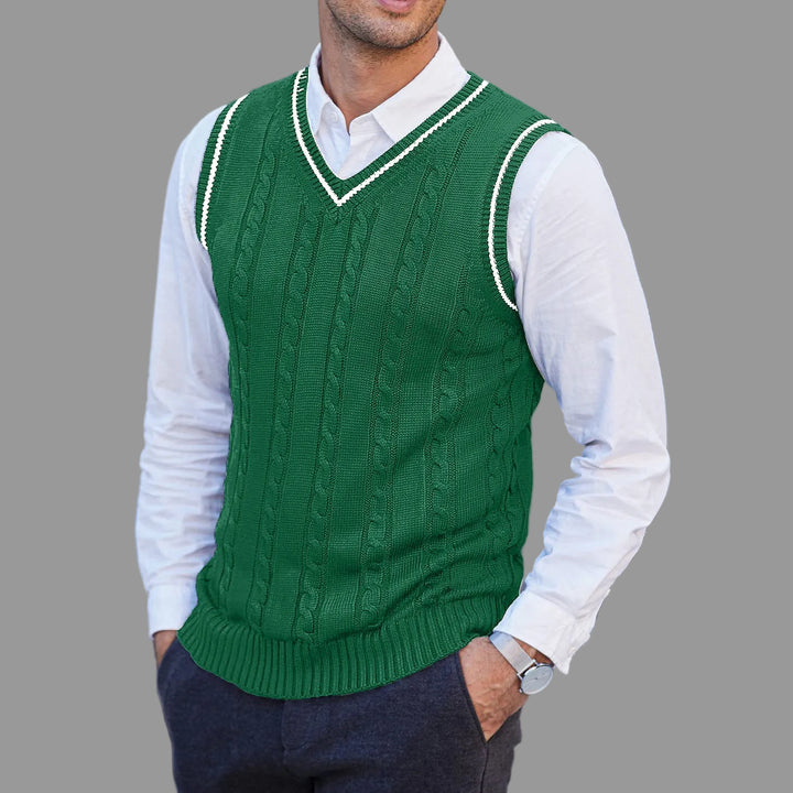 Brycen - Men's Cable Knit V-Neck Waistcoat 