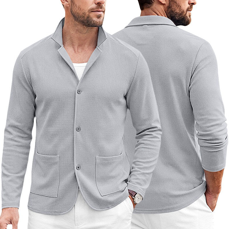 Buster - Men's Waffle Knit Notched Lapel Blazer 4