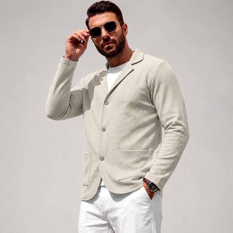 Buster - Men's Waffle Knit Notched Lapel Blazer 6