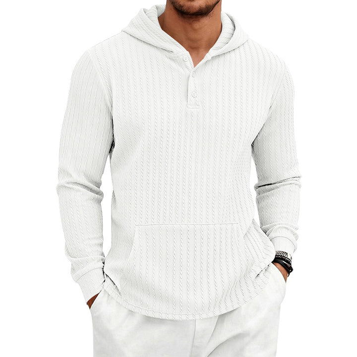 Byron - Men's Button-Placket Cable-Knit Pullover Hoodie 1