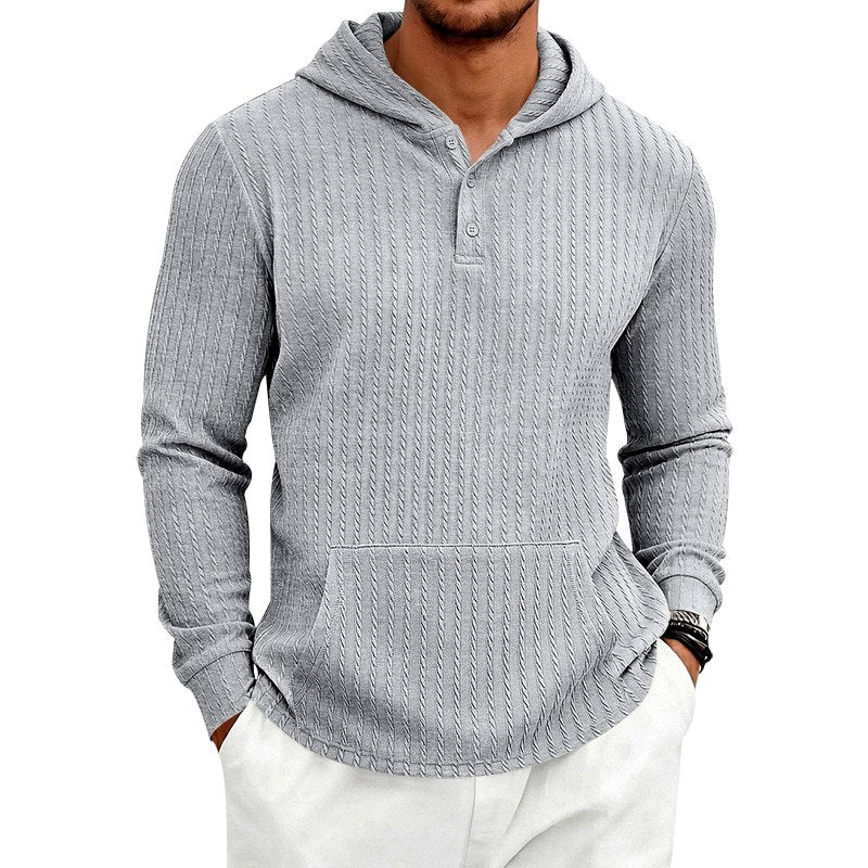 Byron - Men's Button-Placket Cable-Knit Pullover Hoodie 3