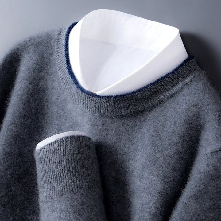 Caleb - Men’s Fuzzy Wool Crew Neck Knit Sweater 2
