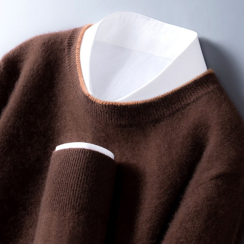 Caleb - Men’s Fuzzy Wool Crew Neck Knit Sweater 5