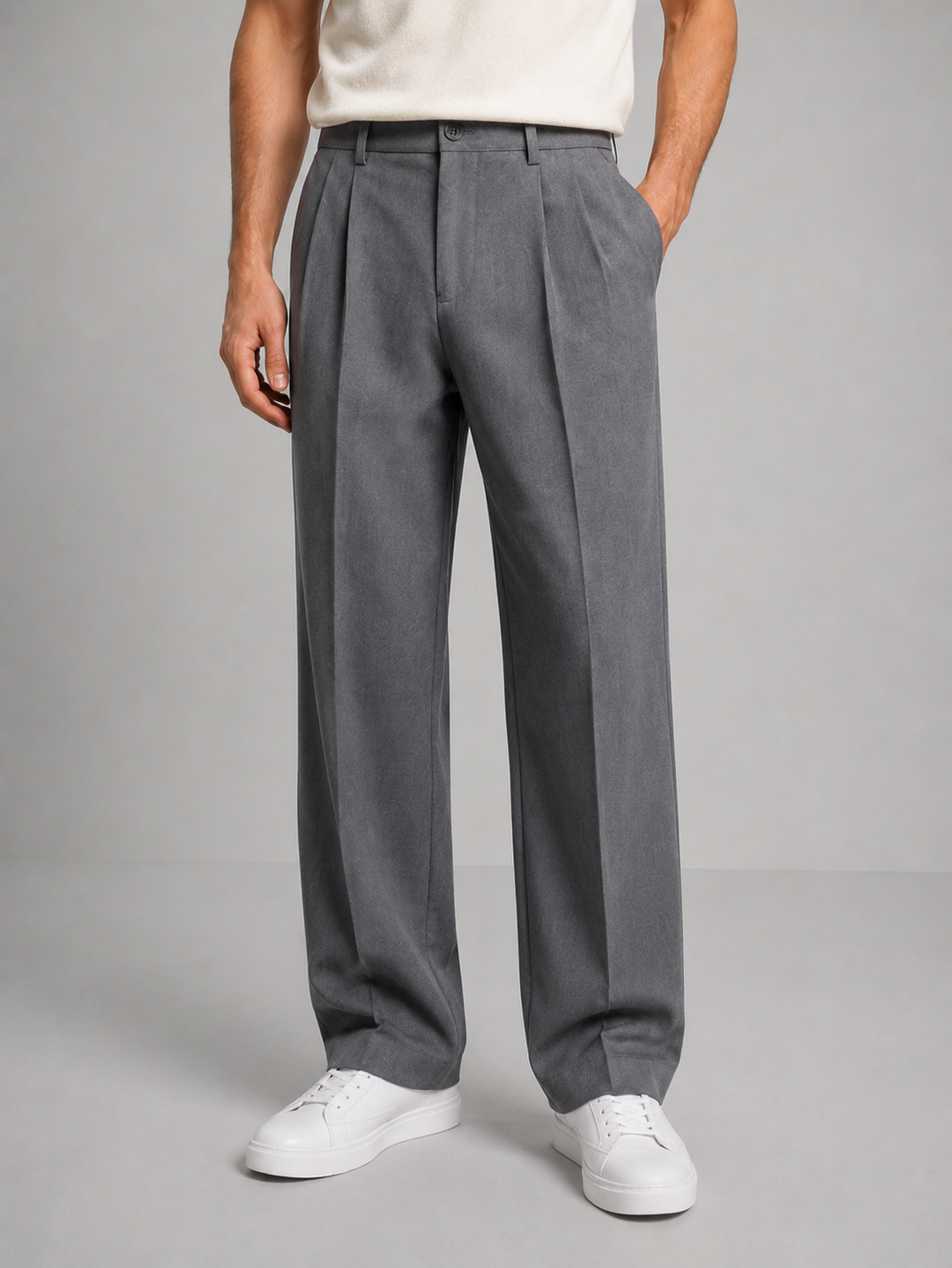 Calex - Men's Pleated Front Trousers with Tapered Leg