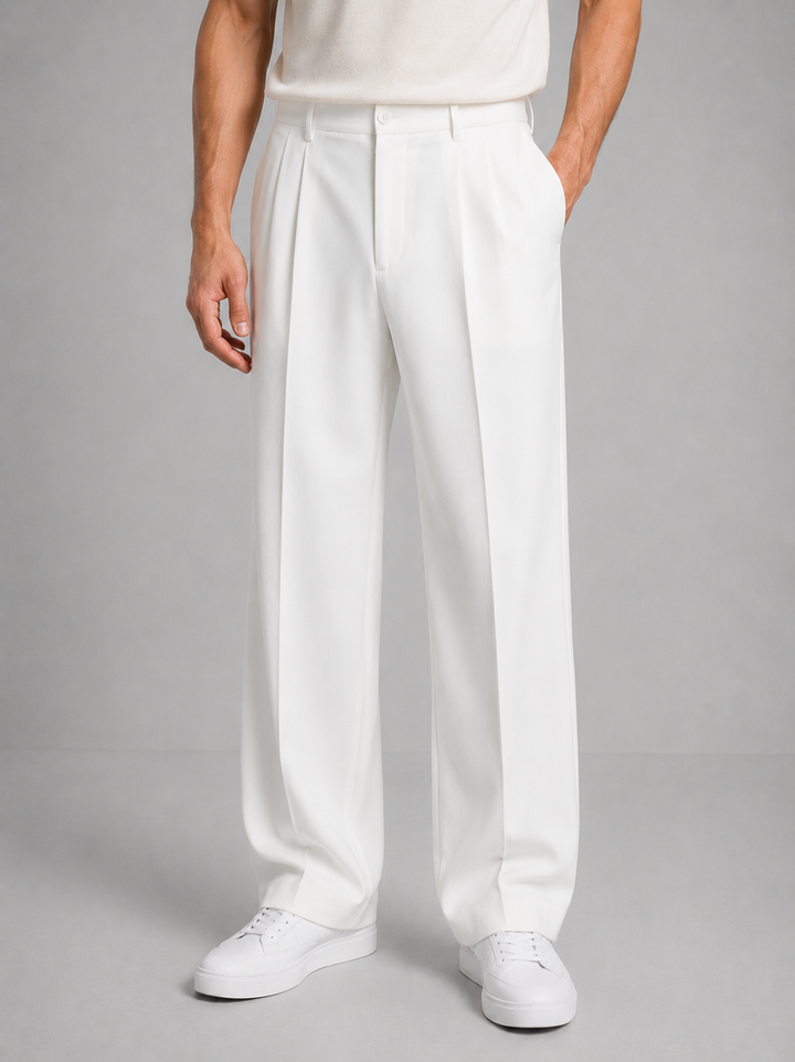 Calex - Men's Pleated Front Trousers with Tapered Leg