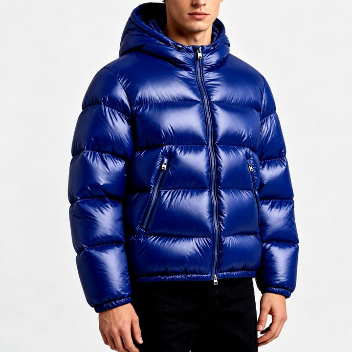 Calvin - Men's Glossy Hooded Zip-Up Padded Puffer Winter Jacket 2