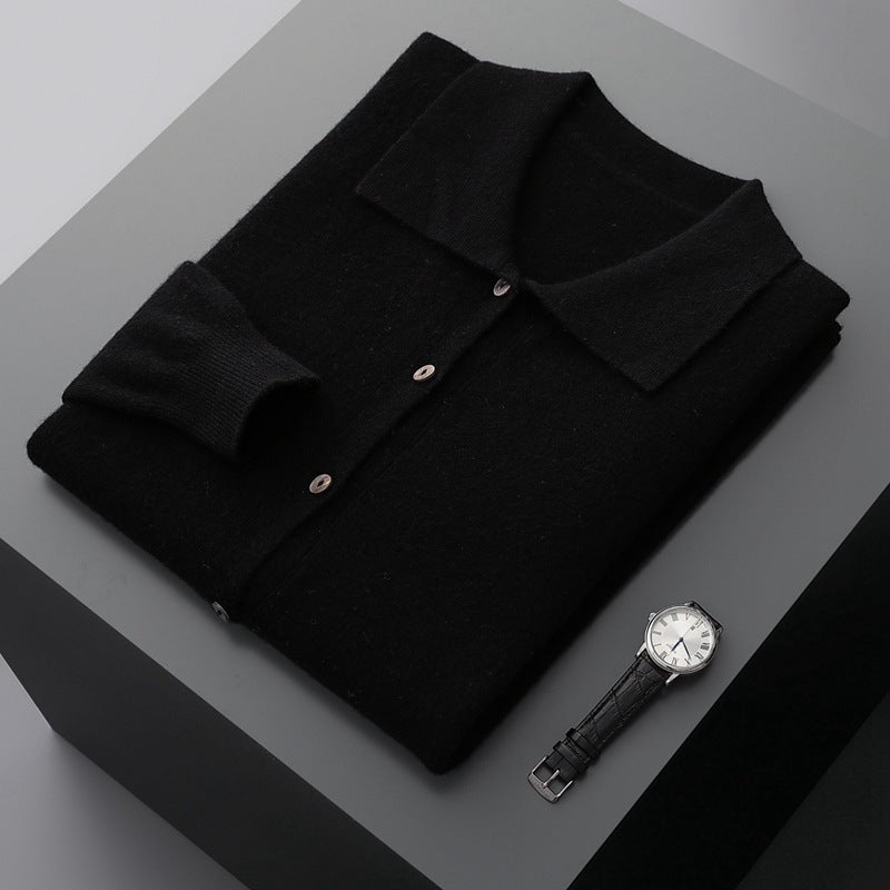 Camilo - Men's Wool Button-Front Polo Collar Cardigan 1