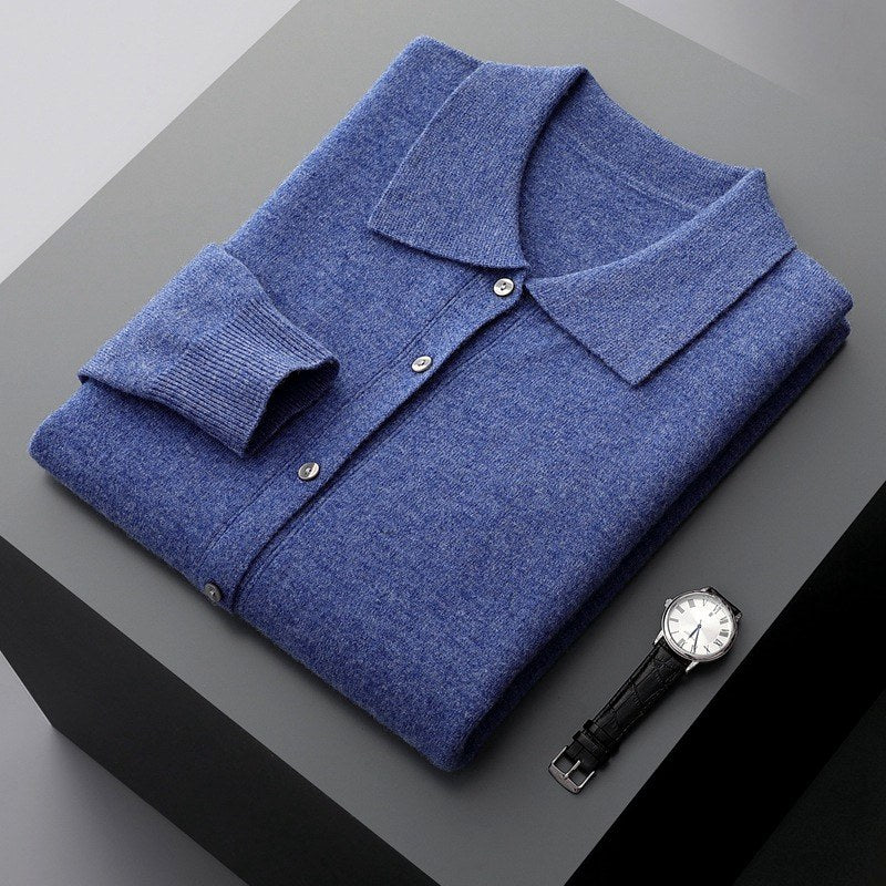 Camilo - Men's Wool Button-Front Polo Collar Cardigan 2