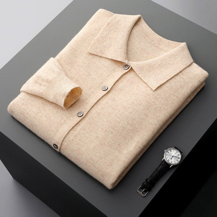 Camilo - Men's Wool Button-Front Polo Collar Cardigan 4