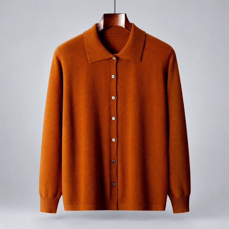 Camilo - Men's Wool Button-Front Polo Collar Cardigan 7