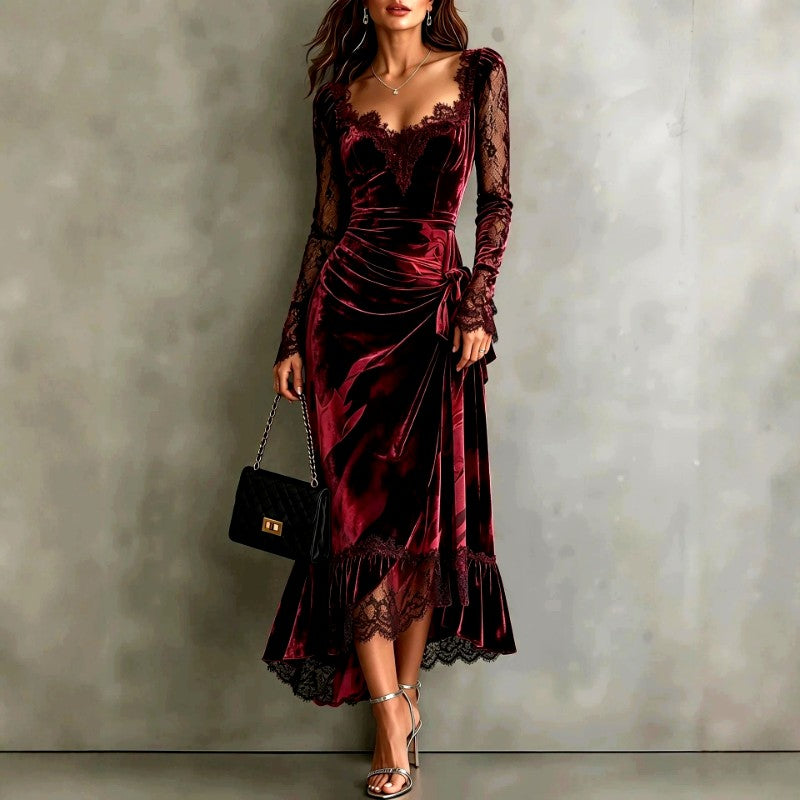 Carmel - Women's Velvet Lace Formal Evening Dress 1