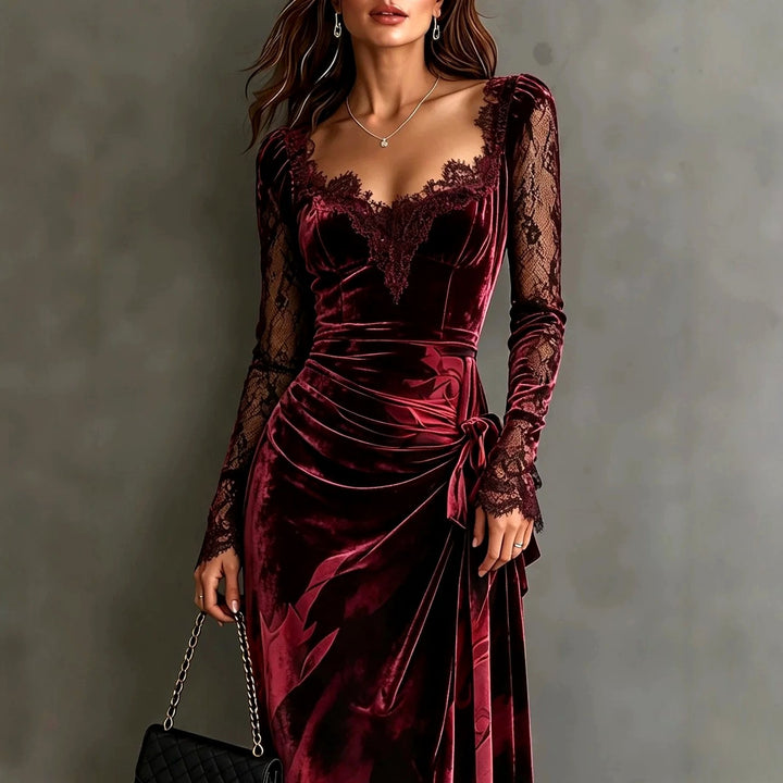 Carmel - Women's Velvet Lace Formal Evening Dress 2