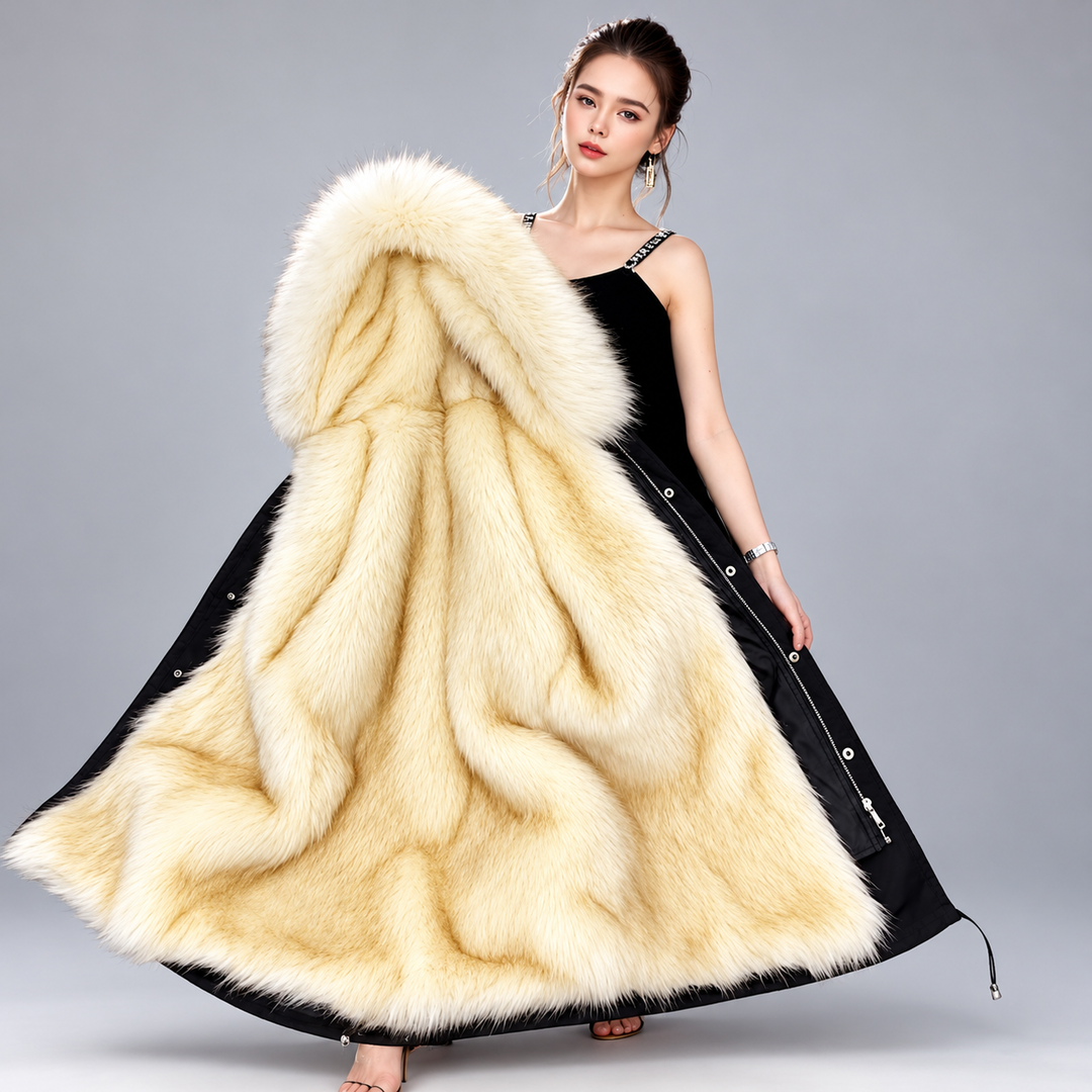 Carmina - Women's Long Coat with Plush Fur Lining