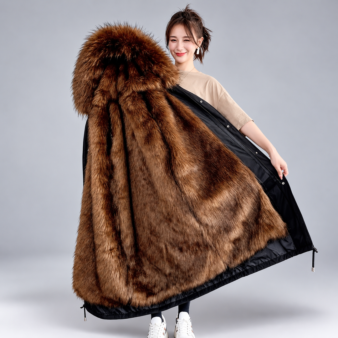 Carmina - Women's Long Coat with Plush Fur Lining