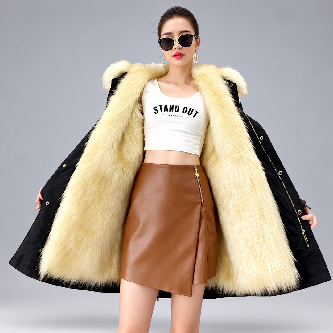Carmina - Women's Long Coat with Plush Fur Lining