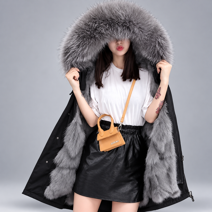 Carmina - Women's Long Coat with Plush Fur Lining