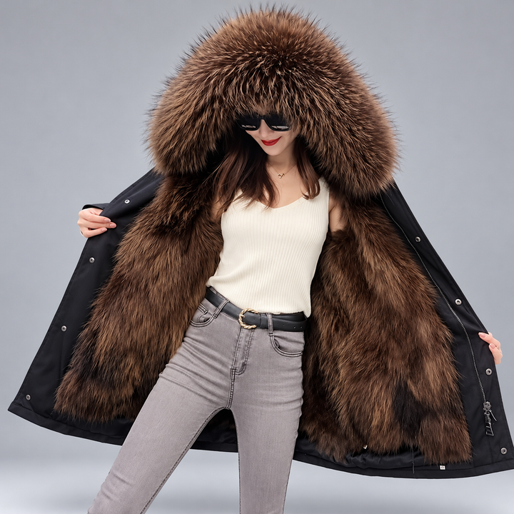 Carmina - Women's Long Coat with Plush Fur Lining