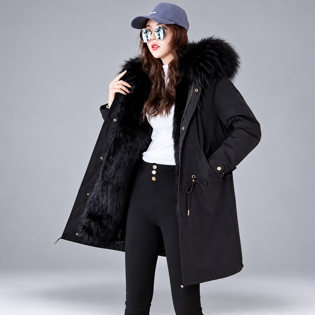 Carmina - Women's Long Coat with Plush Fur Lining