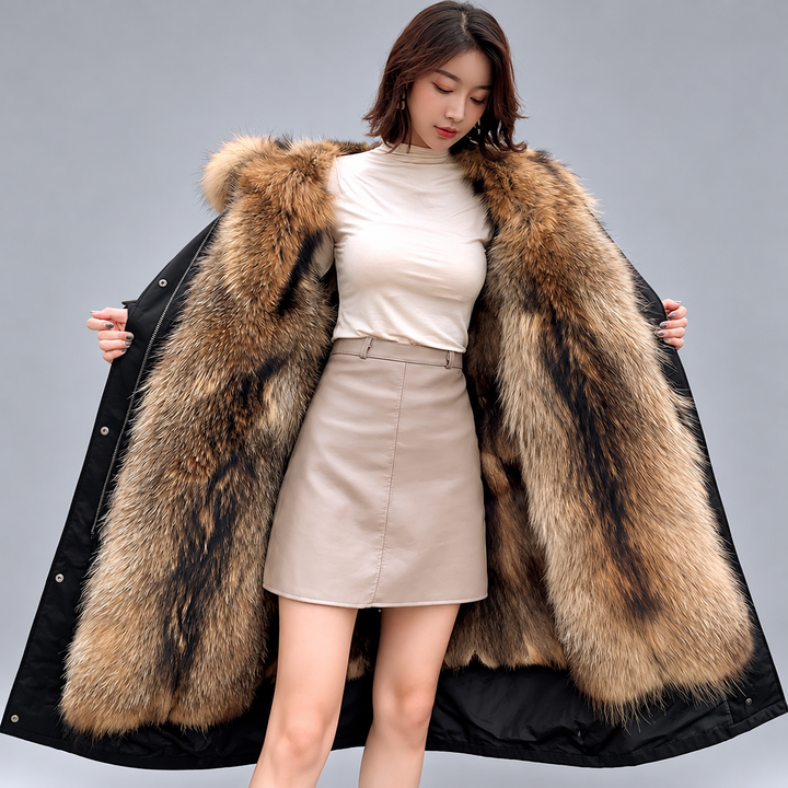 Carmina - Women's Long Coat with Plush Fur Lining