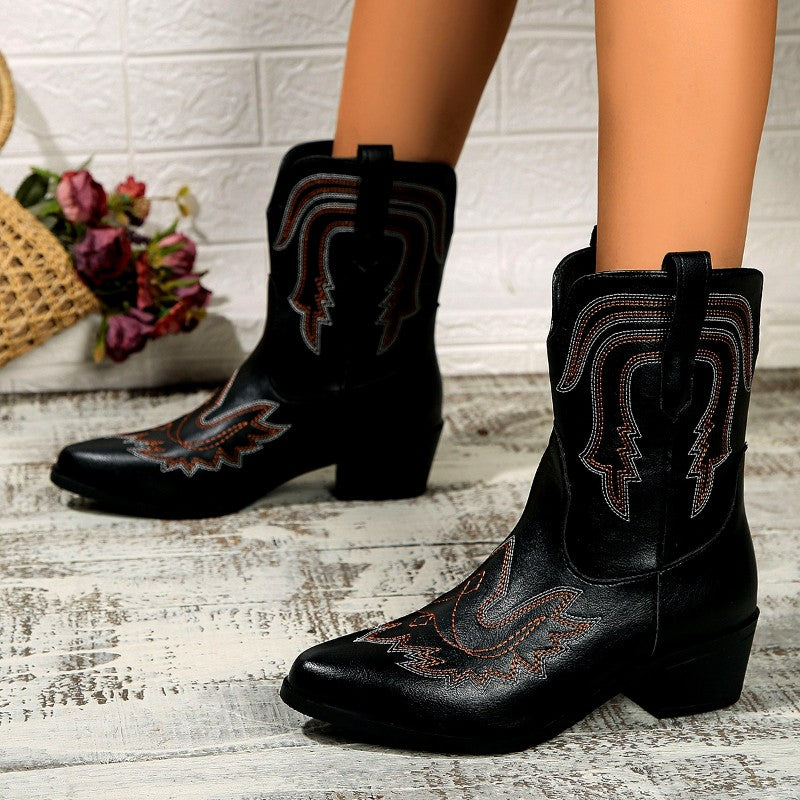 Caroline - Women's Embroidered Western Mid-Calf Boots 3