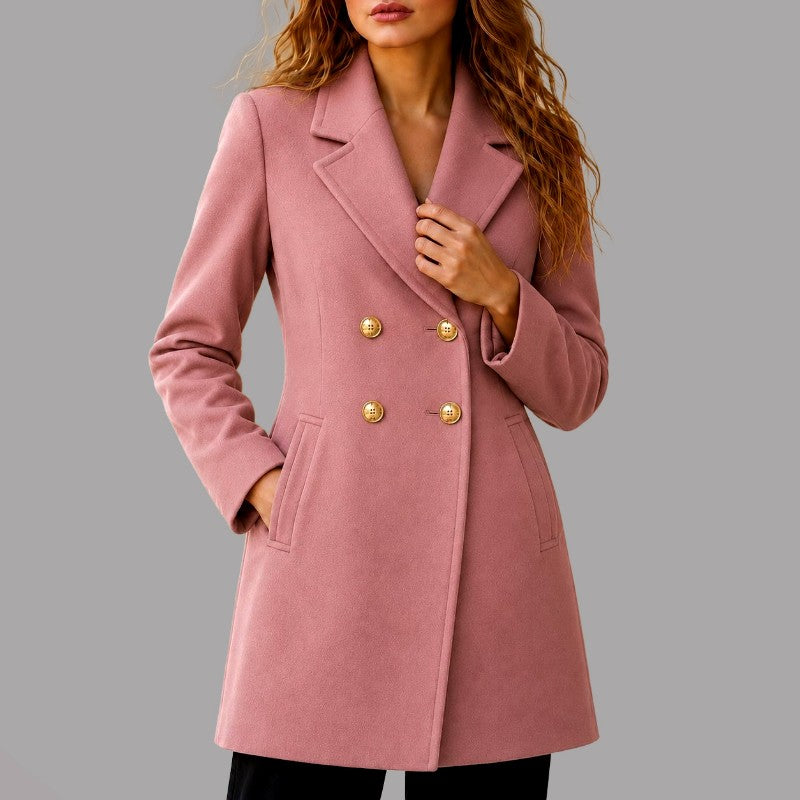 Caroline - Women's Notched Lapel Double-Breasted Blazer 4