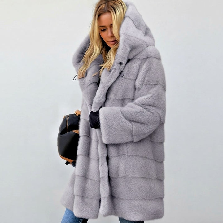 Carrie - Women's Hooded Faux Fur Longline Coat 2