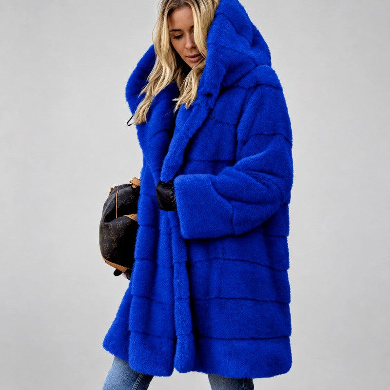 Carrie - Women's Hooded Faux Fur Longline Coat 4