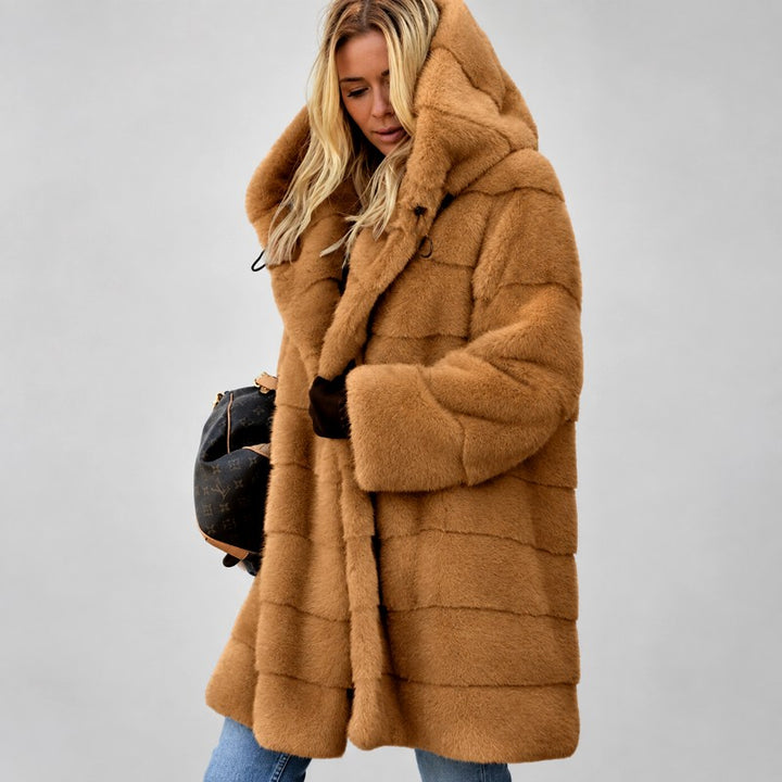 Carrie - Women's Hooded Faux Fur Longline Coat 5