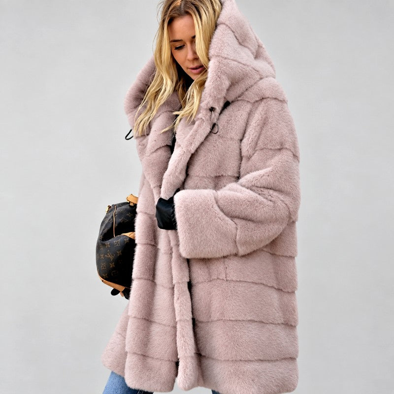 Carrie - Women's Hooded Faux Fur Longline Coat 6