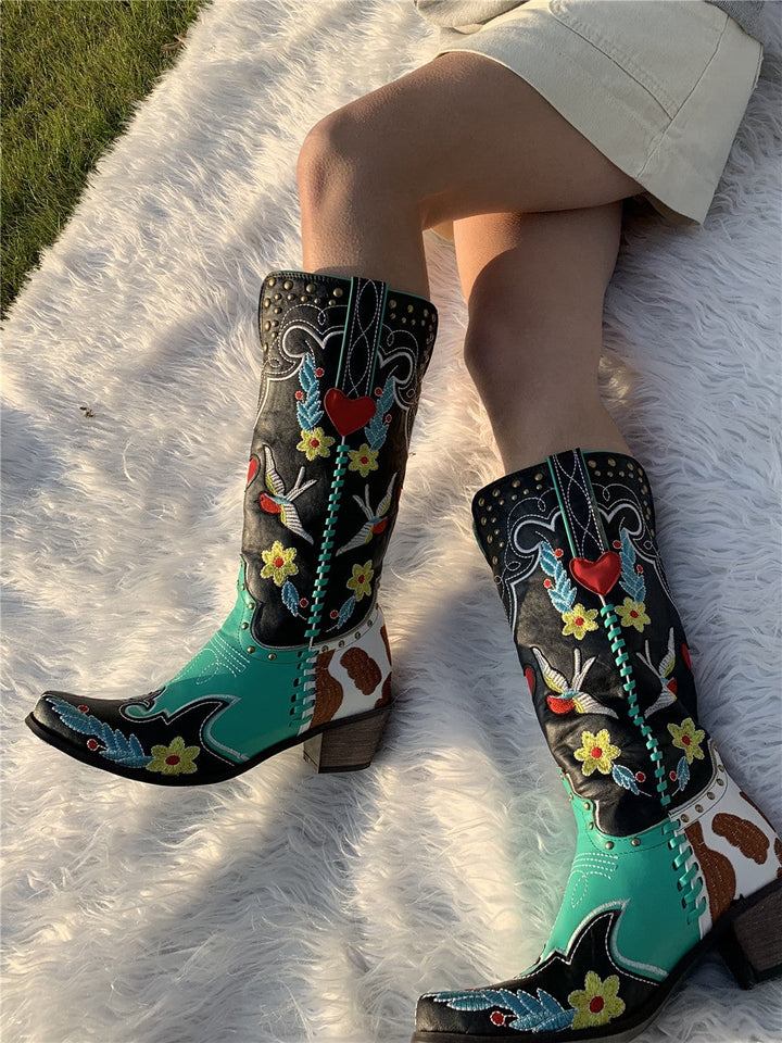 Cassandra - Women's Embroidered Western Knee-High Boot