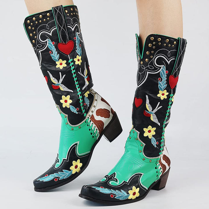 Cassandra - Women's Embroidered Western Knee-High Boot