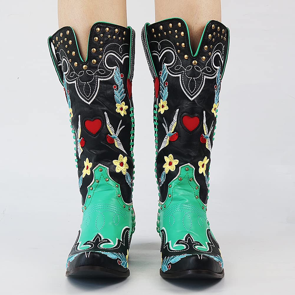 Cassandra - Women's Embroidered Western Knee-High Boot
