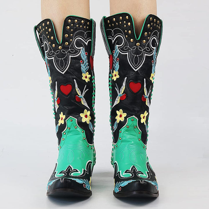 Cassandra - Women's Embroidered Western Knee-High Boot
