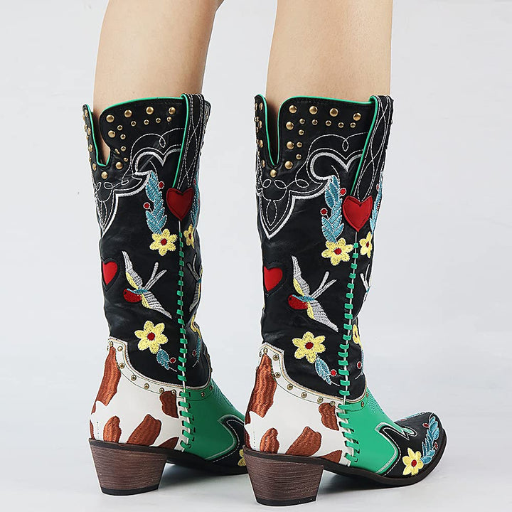 Cassandra - Women's Embroidered Western Knee-High Boot