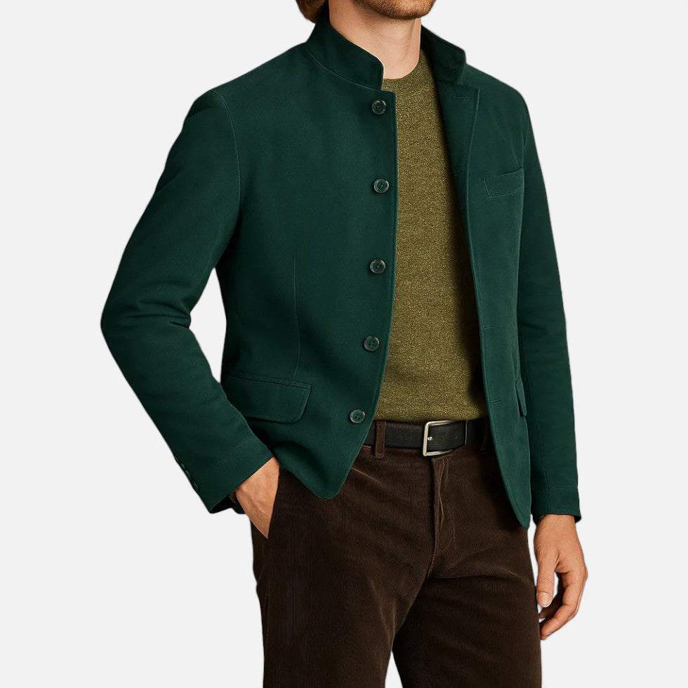Cassius - Men's  Stand Collar with Button-Front Blazer