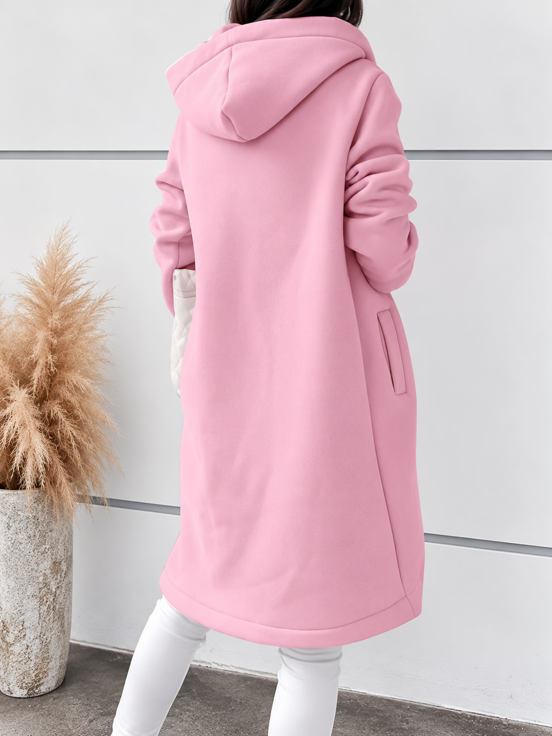 Celeste - Women's Drawstring-Hood Curved-Hem Longline Jacket