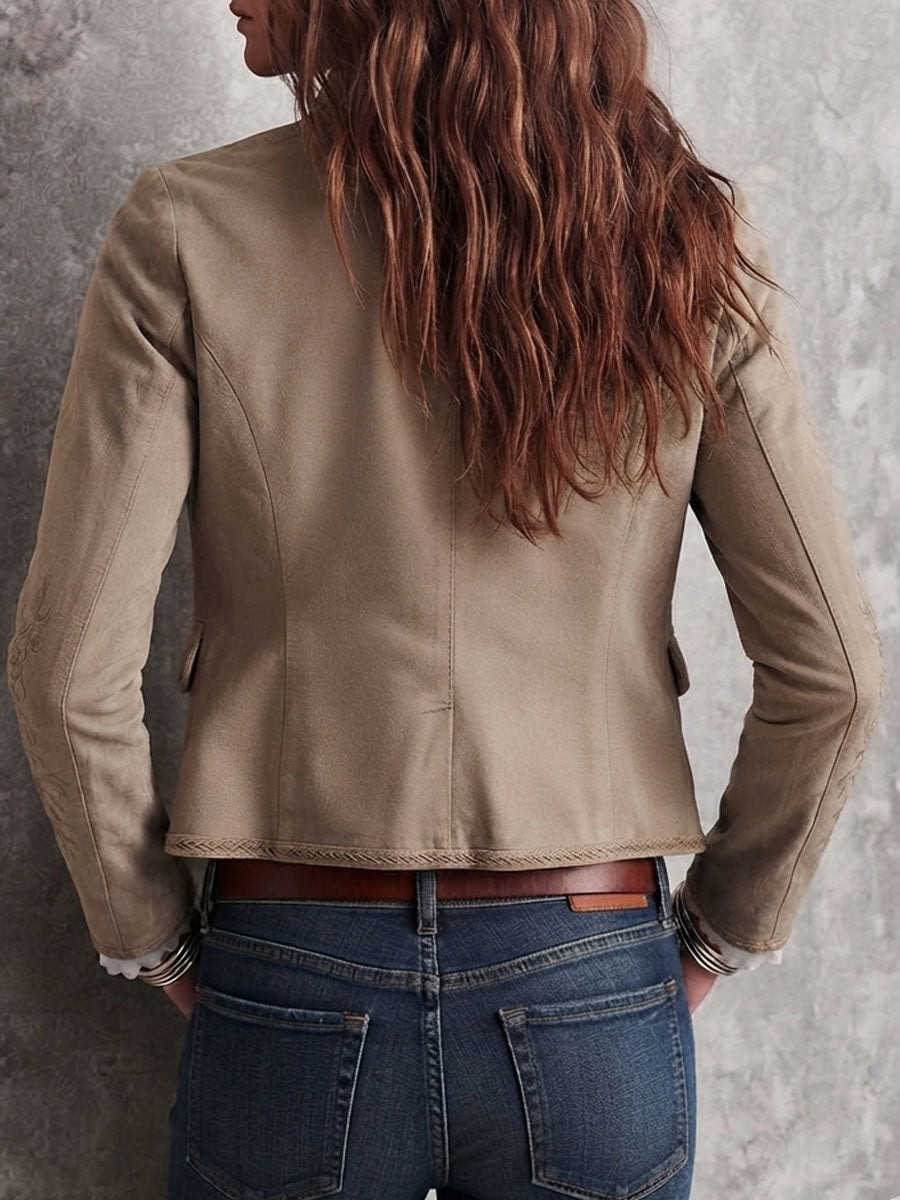 Celeste - Women's Embroidered Stand Collar Jacket 