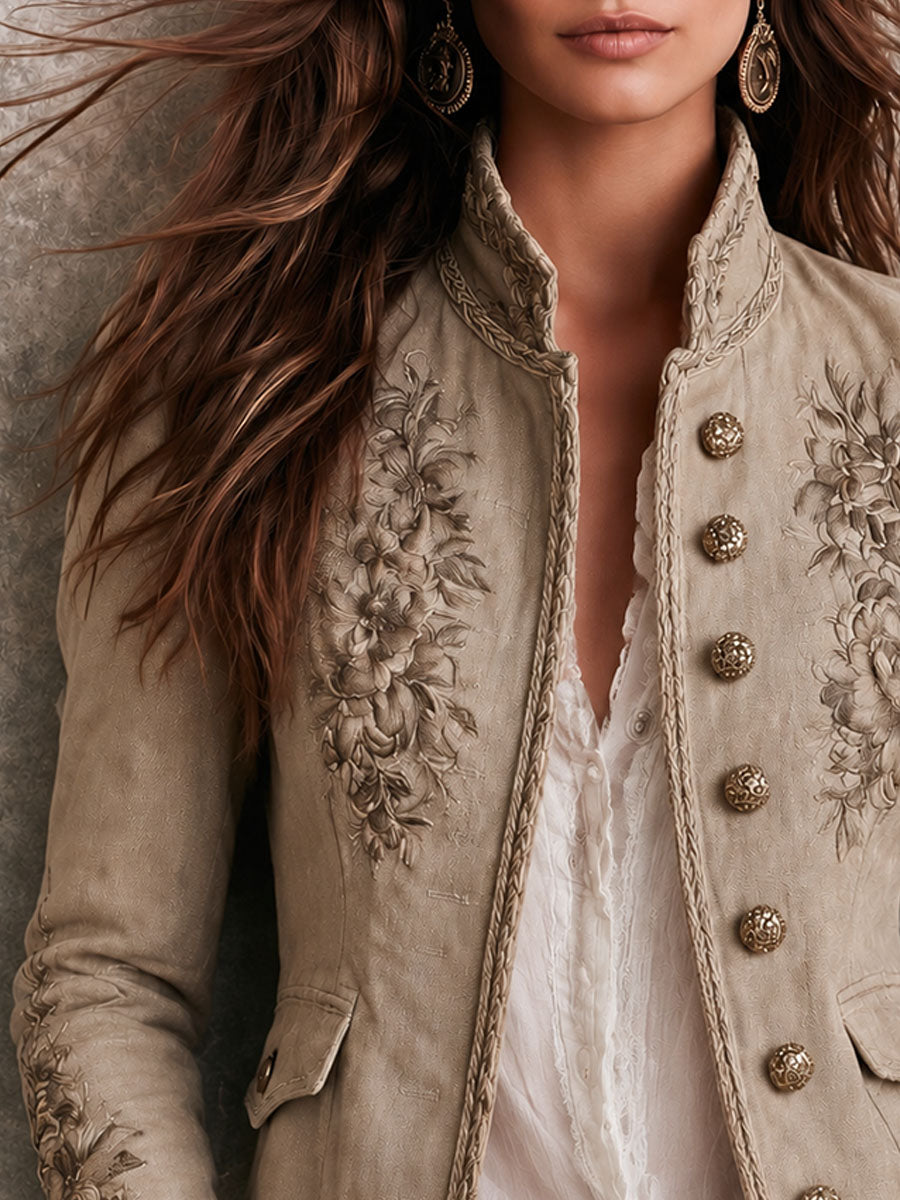Celeste - Women's Embroidered Stand Collar Jacket 