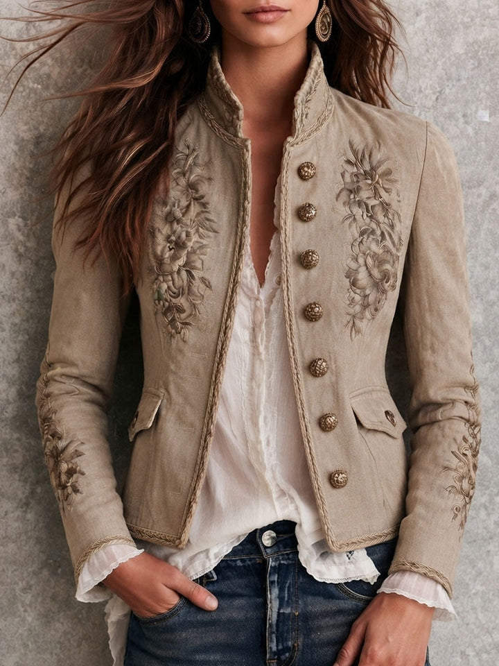 Celeste - Women's Embroidered Stand Collar Jacket 