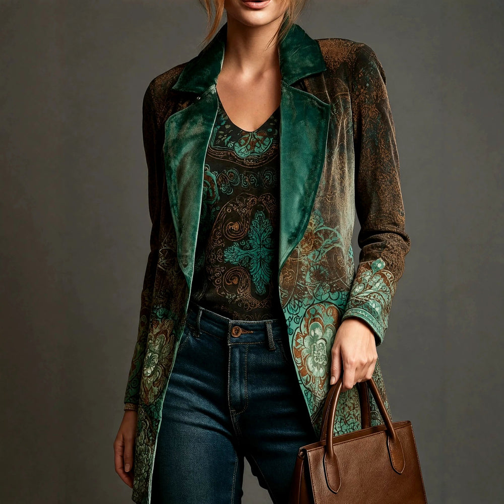 Chantelle - Women's Paisley Print Velvet Lapel Blazer 2