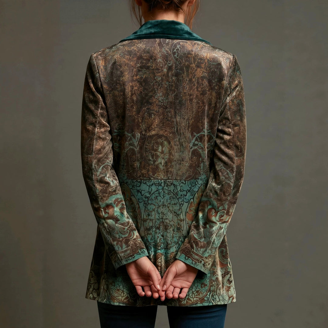 Chantelle - Women's Paisley Print Velvet Lapel Blazer 3