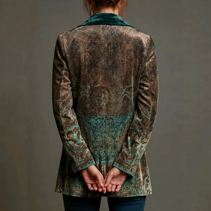 Chantelle - Women's Paisley Print Velvet Lapel Blazer 3